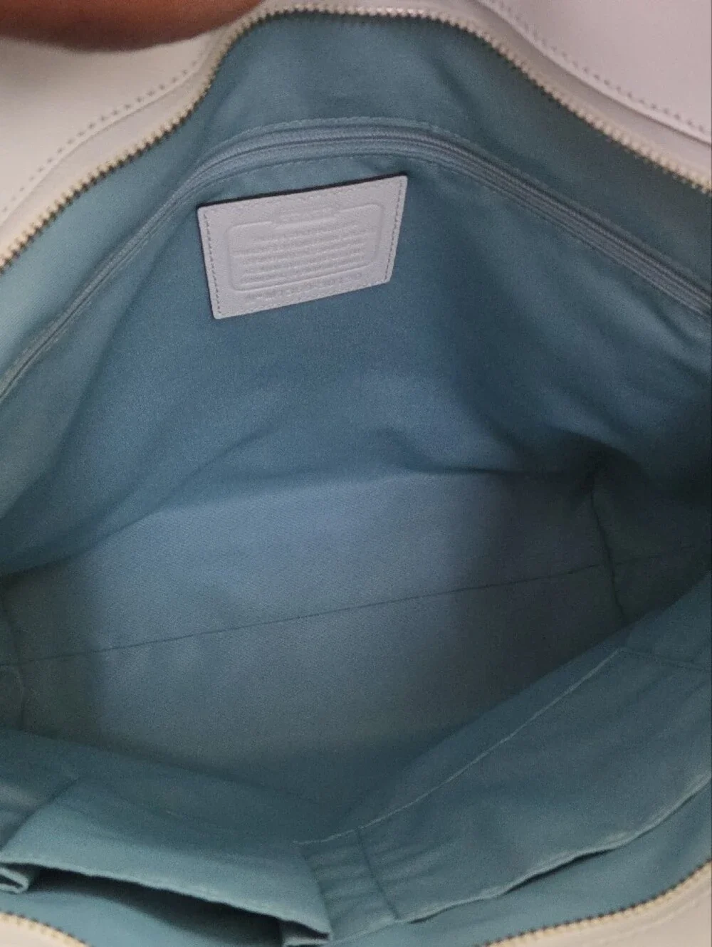 Coach Aqua and White Checkered Tote